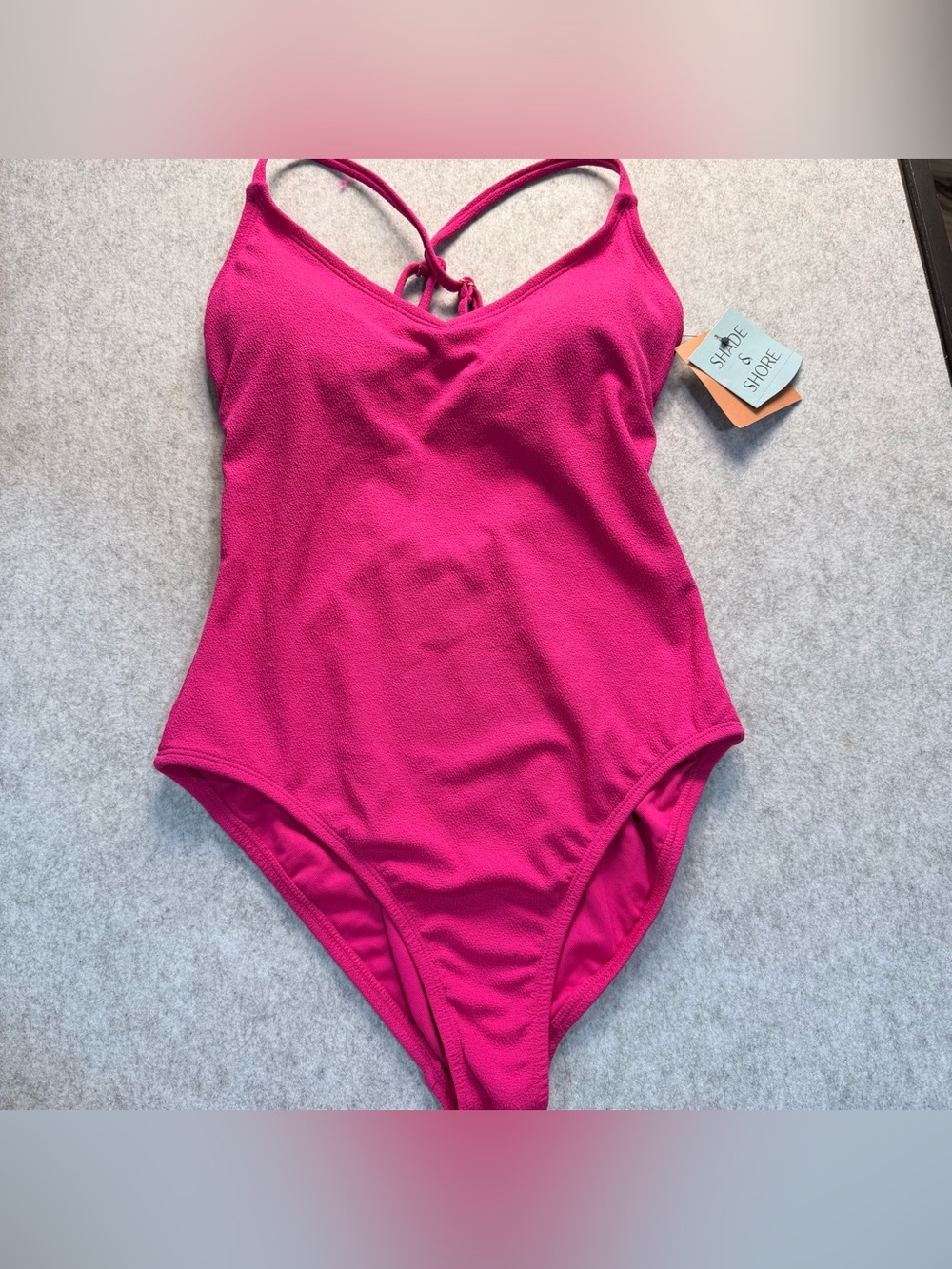 Shade & Shore Pink Textured One Piece Swimsuit NWT Size Small 4-6